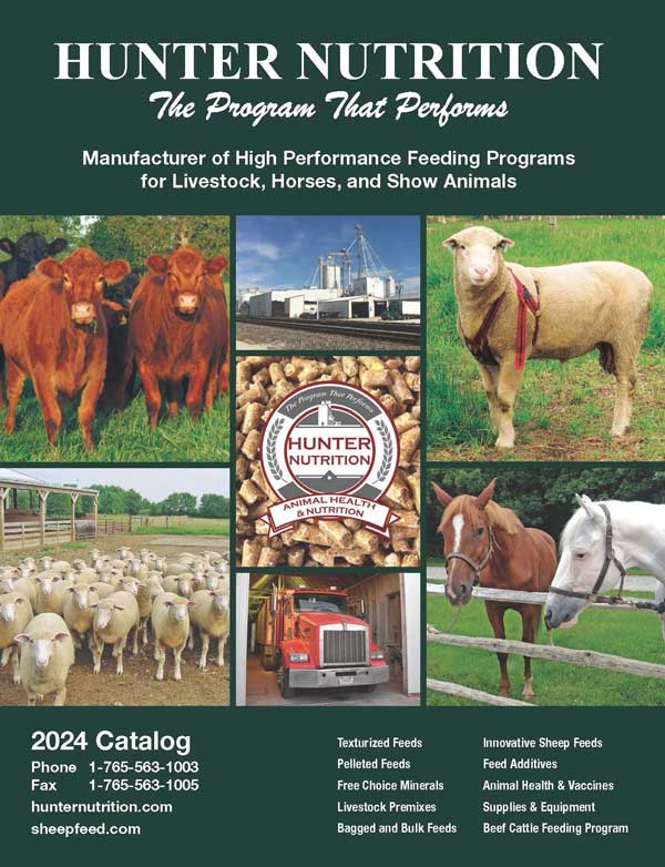 image of the Hunter Nutrition 2022 catalog witha collage of images of different animals against a blue background